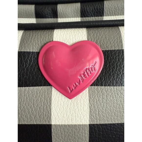 Betsey Johnson Black White Pink Gingham Crossbody 90s Y2K Bag Purse - Picture 6 of 10